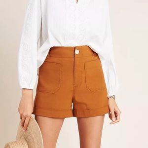 Anthropologie Megan Patch Pocket Shorts Camel